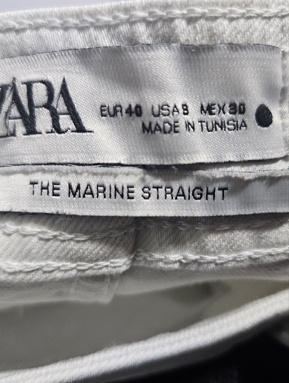 ZARA The Marine Straight High Rise Wide Leg Jeans White Coastal Nautical Size 8 - Picture 7 of 8